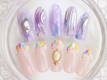 ネイルサロン あかねいろ/春夏ホロネイル　ミラーネイル