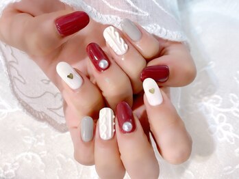 ラルネイル 大宮(Lull. nail)/#冬 #ニット #ボルドー