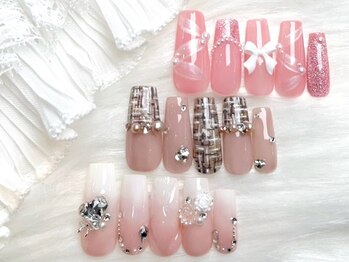 リッシュ ドゥ(RICHE deux)の写真/可愛いは正義!ちゅるんと王道ワンホンネイル/リボンネイル/ハートネイルも★【パラジェル+Art2本付¥8000】