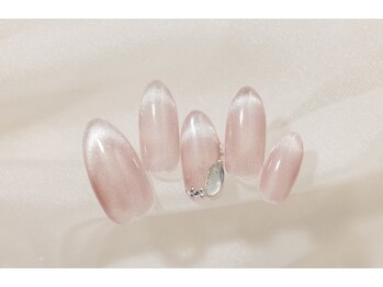 うる艶ピンクマグネットネイル