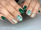 チェックネイル/モスグリーン