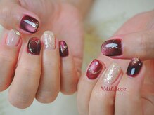ネイルローズ(NAIL Rose)/ボルドー　バレンタイン　ハート