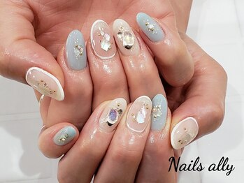ネイルズアリー 立川店(Nails ally)/ニュアンス×パーツ×シアー×夏