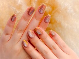 ミラーネイル/くすみピンク