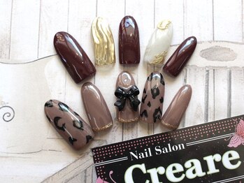 クレアーレ(Creare)/アニマル、リボン、ミラーネイル