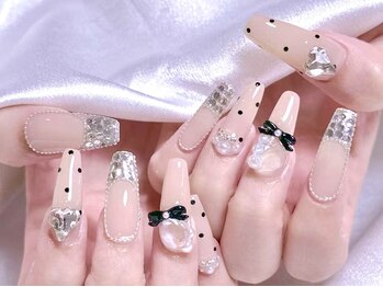 エムズ ネイルサロン(M2)/ドットフレンチ埋め尽くしネイル