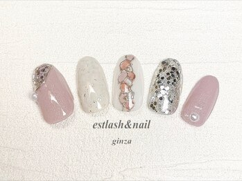 エストラッシュアンドネイル 銀座店(est lash&nail)/ベージュパールネイル