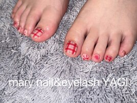 チェック×リボン