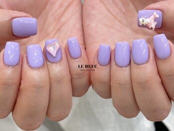 ルレーブ(LE REVE)/ワンカラーネイル×大きめパーツ