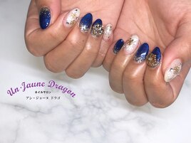 【自爪ネイル】ネイビーネイル