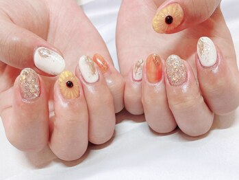 ライトウェーブ 長野駅前店/ぷっくりアートのひまわりネイル