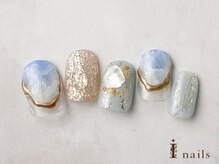 アイネイルズ 横浜EAST店(I-nails)/大理石メタリックブルーネイル