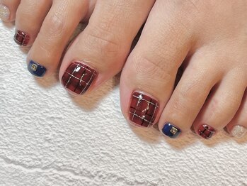 アトリエ グリッター(atelier glitter)/大人ガーリーチェックネイル