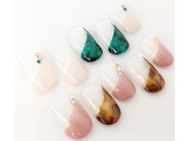 斜めフレンチ+べっ甲
