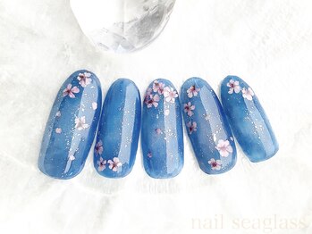 夜空にうっとり♪夜桜ネイル☆