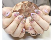 ラブネイル(LOVE NAIL)/フラワーいっぱいフレンチネイル