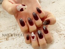 ネイルトリート 茨木駅前店(NAIL TREAT)/手描きハートネイル