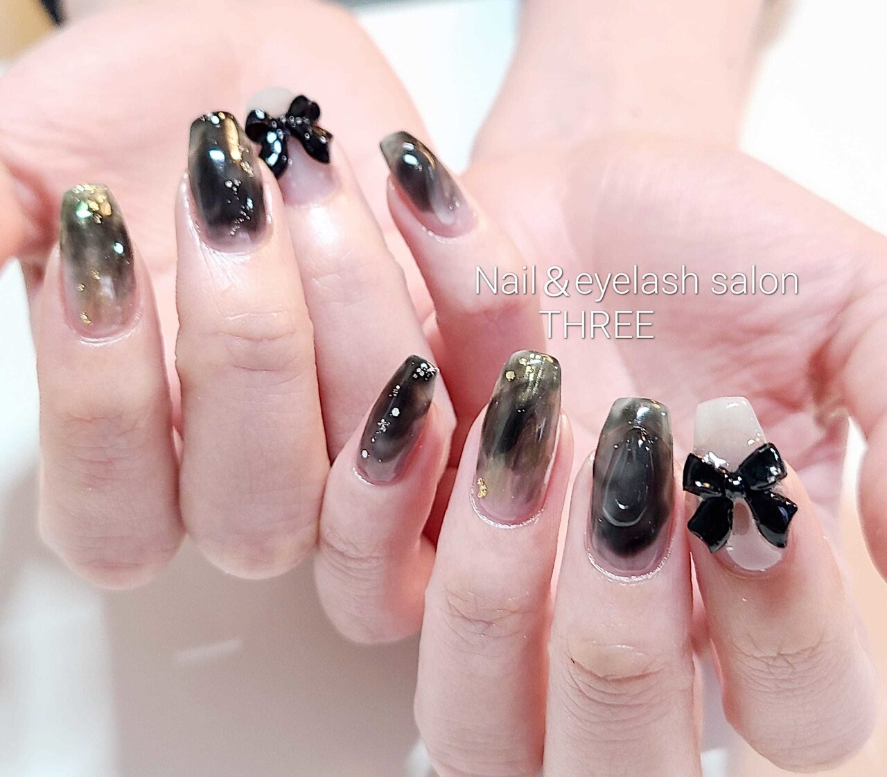 17))マリーンセル フレンチガーリー ネイルチップ リボンネイル ブラック ブラックフレンチマリーンセルネイルチップ ネイルチップ（つけ