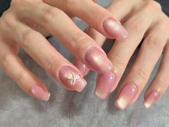 マグネットネイル/ピンク/リボン