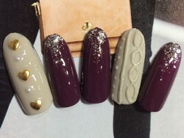 大人可愛いニット柄ネイル