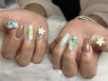 ジョアネイル(JOA Nail)/夏/ハワイアン/リゾート/花