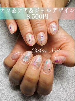 シェル埋め込みジェルデザイン