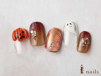 アイネイルズ 横浜EAST店(I-nails)/凸凹かぼちゃハロウィンネイル
