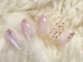 グラデーション押し花ネイル
