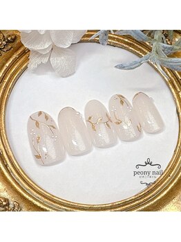 ピオニーネイル(peony nail)/11月新作　ホワイトリーフ