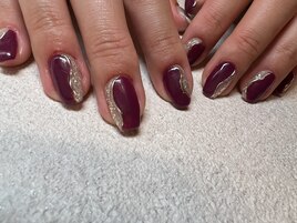 ワインレッド × 硝子アート