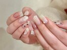 春花柄ネイル