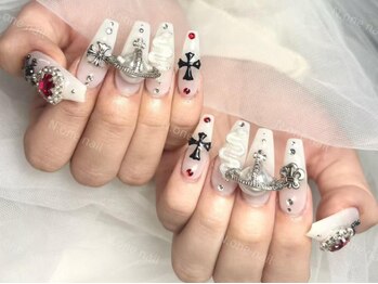 エヌワンネイル(N.one nail)の写真/チップの長さ出し+パーツ無制限付け放題¥14980♪韓国パーツも豊富★写真や画像の持ち込みOK[池袋駅徒歩5分]