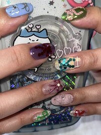 ごちゃ混ぜリボンネイル