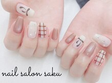 サク(saku)/チェック/手描きリボン/持ち込み