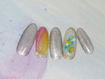 ネイルライフ(NailLife)/8月鱗風マグネットネイル