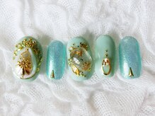 ネイリシャス(NAILICIOUS)/個性的なパーツのアクアネイル☆