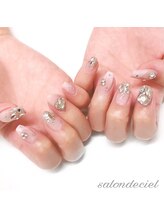 サロンドシエル(salon de ciel)/キラキラ紅網ネイル