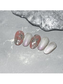 キラキラミラーフラワーネイル