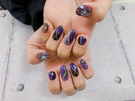 ブラックxパープルネイル