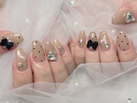 リボン×ドット