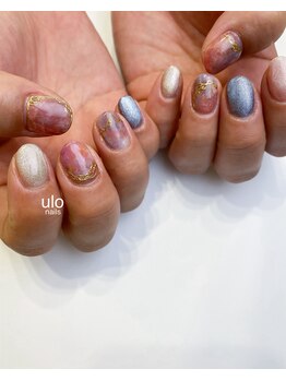 ウロネイルズ(ulo nails)/ピンク紫陽花ネイル
