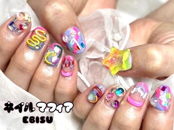 ネイルマフィア 恵比寿(NAIL MAFIA)/ショートネイル/個性派ポップ