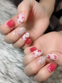 バレンタインネイル(・v-。)⌒☆