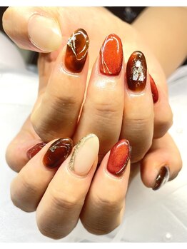 べっこうネイル＋ミラーアート