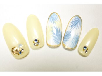 ネイルサロン マハロ 横浜四季の森フォレオ店(Nail Salon Mahalo)/繊細で上品な木の葉のデザイン