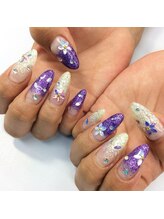 イーズネイル 堺(e's Nail)/ラメグラデーションとフラワー