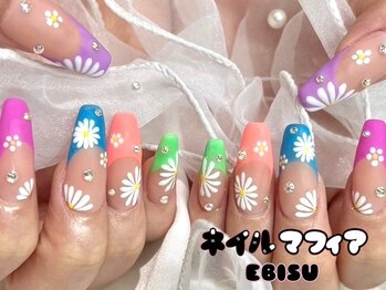 ネイルマフィア 恵比寿(NAIL MAFIA)/ネオンフレンチ/夏ネイル