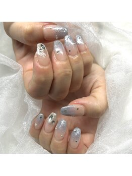 きらきらくすみブルーネイル