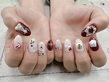 ネイル ビューティーマジック 葛西本店/クリスマス手描きネイル