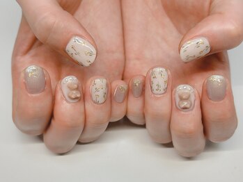 北堀江ネイルサロン エンジョイスターネイル(Enjoy Star Nail)/カジュアルネイル◎お花グリーン